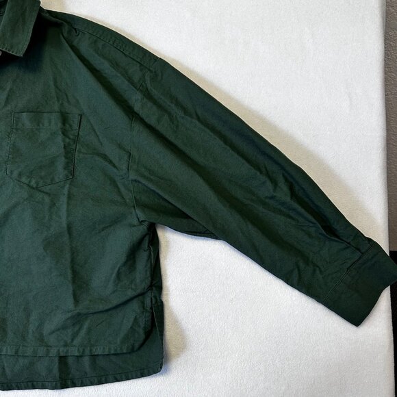 Tradlands Womens Boxy Long Sleeve Button Up Top Size M Hunter Green READ - Picture 11 of 14